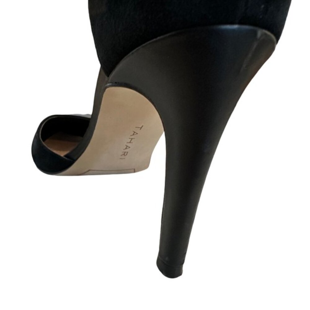 Tahari Black Suede Ankle Strap Corset Heels - Size 8.5 - Picture 6 of 9